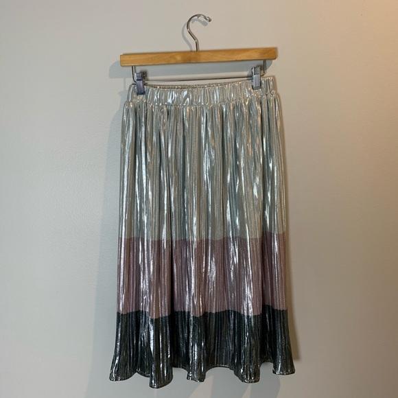 NEW SHE + SKY Foil Color Block Skirt L - Picture 5 of 5